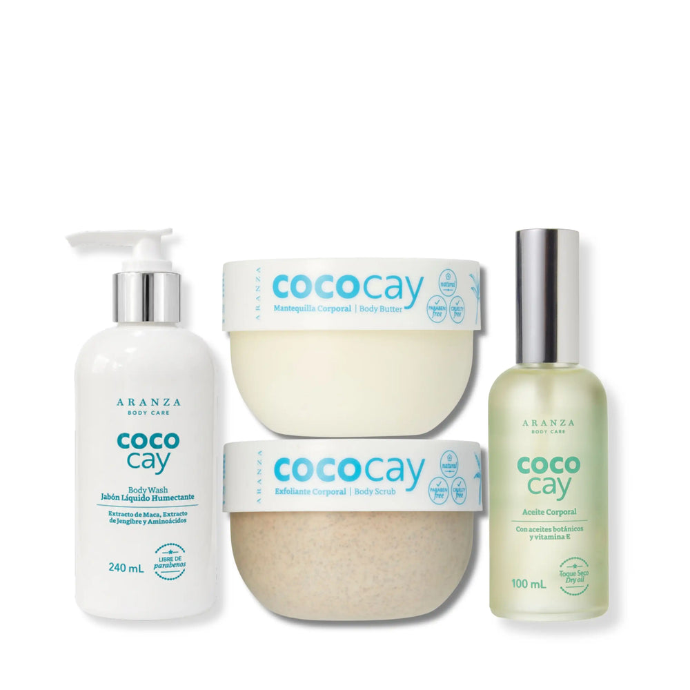 Ritual óleo corporal 100 ml + exfoliante 200 gr + mantequilla 200 gr + jabón 240 ml. aroma coco vainilla
