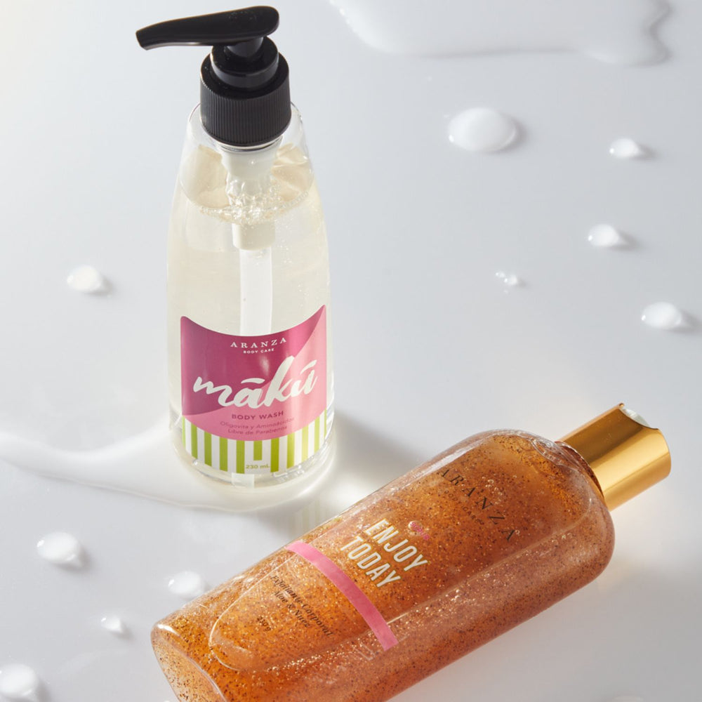 Box exfoliante corporal aroma frutal 230ml. + jabón líquido hidratante 230 ml.