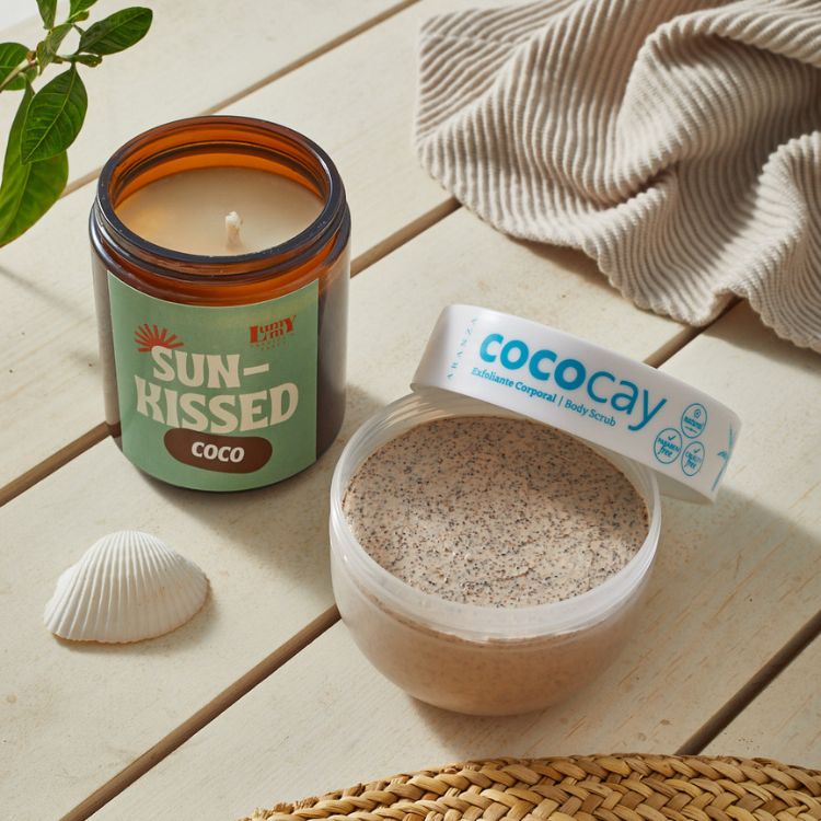Box Crema exfoliante corporal  CocoCay + Vela aromática de coco