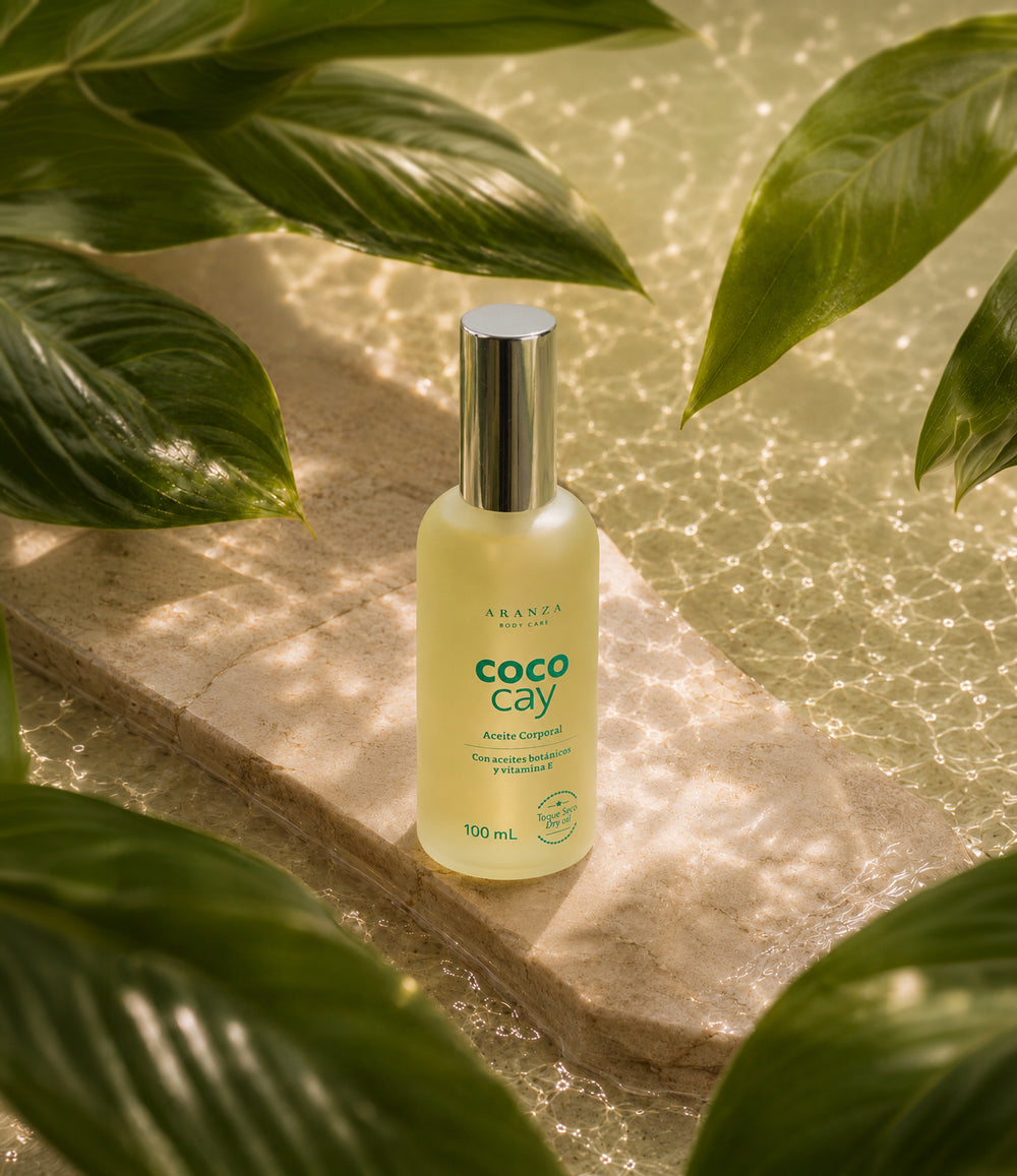 Oleo corporal cococay toque seco aroma coco avainillado 100ml frontal aranza