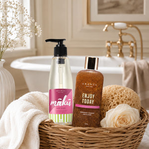 Box exfoliante corporal aroma frutal 230ml. + jabón líquido hidratante 230 ml.