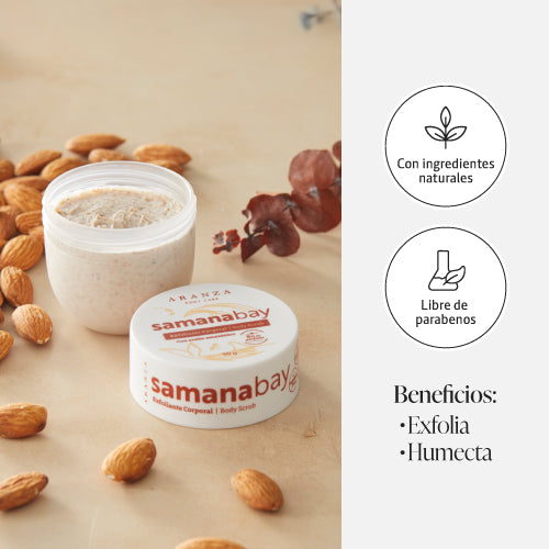 Exfoliante corporal body scrub travel size Samanabay beneficios aranza