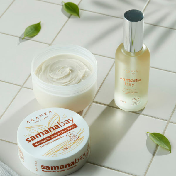 Mascarilla corporal: Crema corporal hidratante 200 gr + Óleo corporal toque seco 100 ml aroma almendras