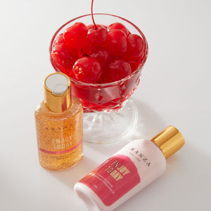 Ritual exfoliante corporal 60 ml + crema hidratante 60 ml. travel size aroma frutal dulce