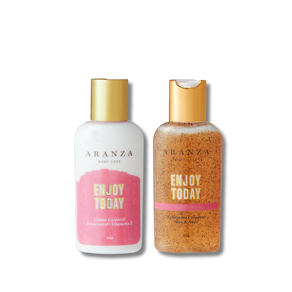 Ritual exfoliante corporal 60 ml + crema hidratante 60 ml. travel size aroma frutal dulce