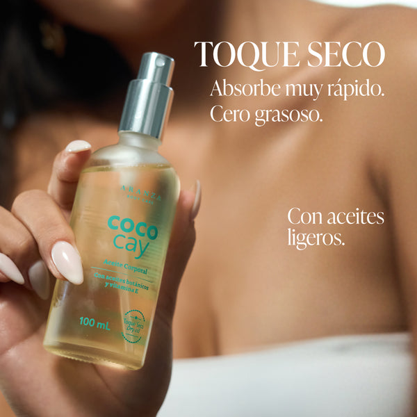 Óleo corporal toque seco aroma coco avainillado 100 ml.