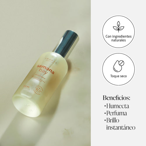 Oleo corporal aceite corporal samanabay toque seco aroma almendras beneficios aranza