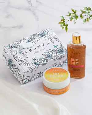 Exfoliante ET+ body butter aroma frutal cítrico + manopla exfoliante obsequio