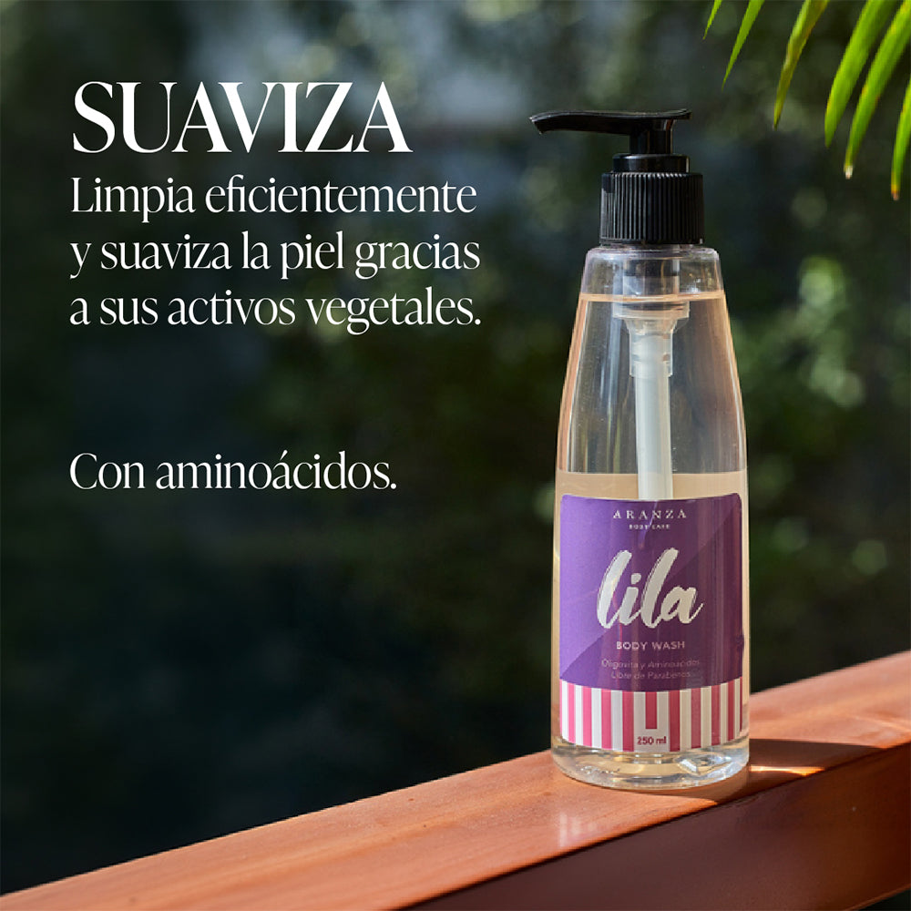 Jabon liquido hidratante shower gel lila aroma blueberries frontal aranza