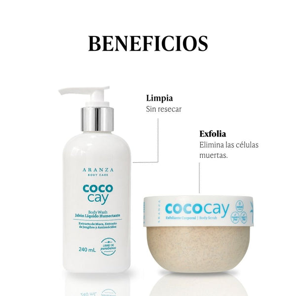 Jabón humectante 240 ml + exfoliante corporal 200 gr aroma coco vainilla