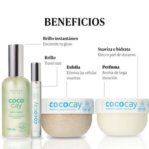 Ritual óleo corporal 100 ml + óleo travel size + exfoliante 200 gr + mantequilla corporal aroma coco vainilla