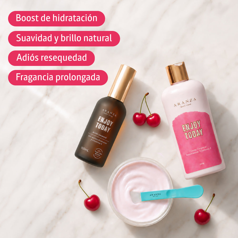 Mascarilla corpora:l óleo corporal 100 ml + Crema corporal hidratante 230 ml. con aroma a frutos rojos + NECESER GRATIS