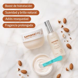 Mascarilla corporal: Crema corporal hidratante 200 gr + Óleo corporal toque seco 100 ml aroma almendras