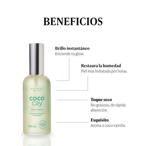 Óleo corporal toque seco aroma coco avainillado 100 ml.
