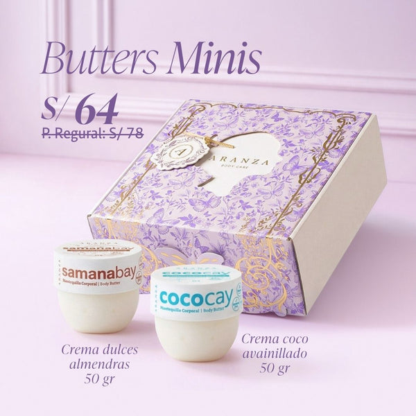 Pack mantequillas aroma a coco y almendras 50 gr. travel size