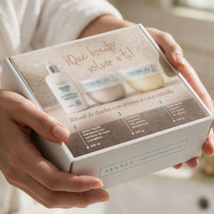 Ritual  jabón humectante 240 ml + exfoliante 200gr + mantequilla 200 gr aroma coco vainilla +luffa de obsequio