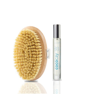 Box  Cepillo exfoliante + aceite corporal Cococay travel size