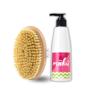 Box Cepillo exfoliante y crema hidratante Maku