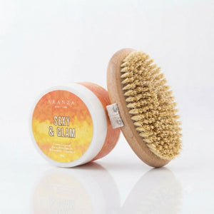 Box Crema corporal hidratante tropical cítrico + Cepillo exfoliante + paleta