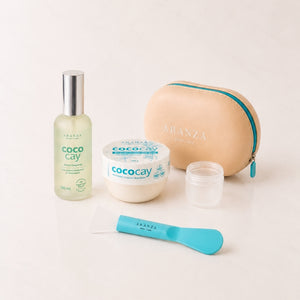 Mascarilla corporal: mantequilla corporal  200 gr + aceite corporal 100 ml + aroma coco vainilla + NECESER GRATIS