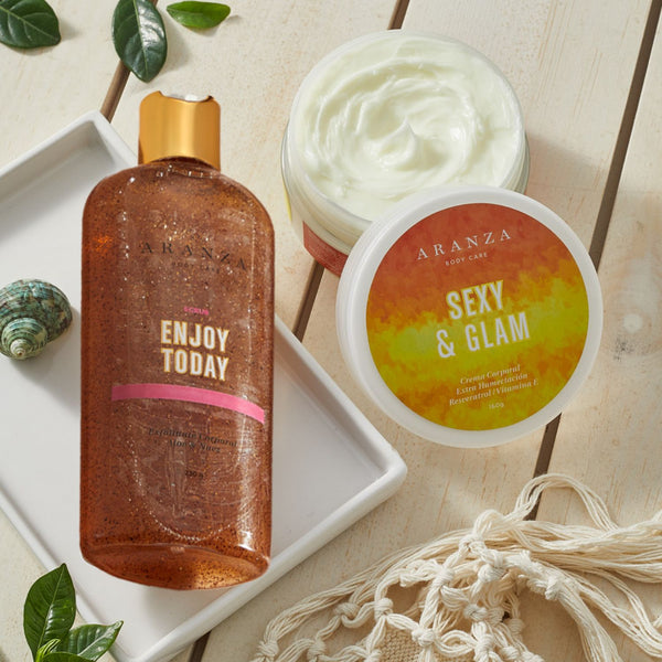 Exfoliante ET+ body butter aroma frutal cítrico + manopla exfoliante obsequio