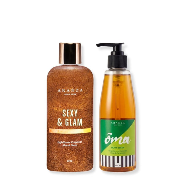 Exfoliante corporal  aroma frutal cítrico 230 ml + jabón líquido hidratante 230 ml