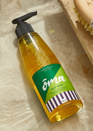 Box Cepillo exfoliante y jabón líquido hidratante verbena 230 ml.