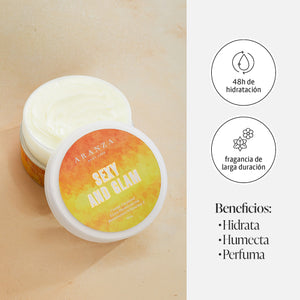 mantequilla hidratante corporal Body Butter Sexy Glam 160gr beneficios aranza