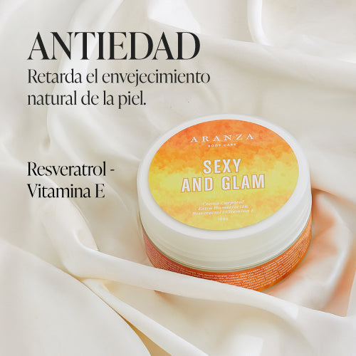 mantequilla hidratante corporal Body Butter Sexy Glam 160gr con resveratrol y virtamina e aranza