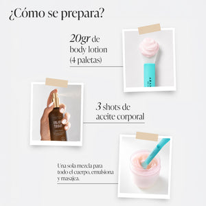Mascarilla corpora:l óleo corporal 100 ml + Crema corporal hidratante 230 ml. con aroma a frutos rojos