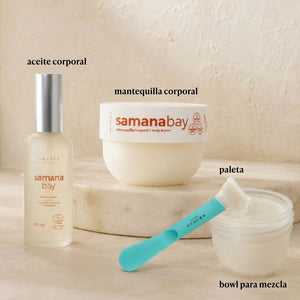 Mascarilla corporal: Crema corporal hidratante 200 gr + Óleo corporal toque seco 100 ml aroma almendras