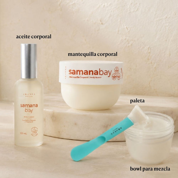 Mascarilla corporal: Crema corporal hidratante 200 gr + Óleo corporal toque seco 100 ml aroma almendras