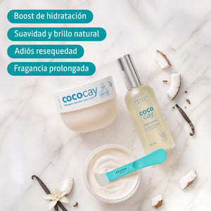Mascarilla corporal: mantequilla corporal  200 gr + aceite corporal 100 ml + aroma coco vainilla + NECESER GRATIS
