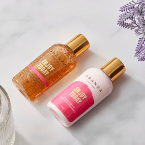 Ritual exfoliante corporal 60 ml + crema hidratante 60 ml. travel size aroma frutal dulce