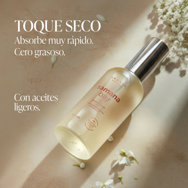 Aceite corporal toque seco aroma almendras 100 ml.