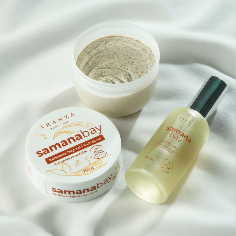 Box Exfoliante corporal 200 gr + Óleo corporal toque seco 100 ml aroma almendras