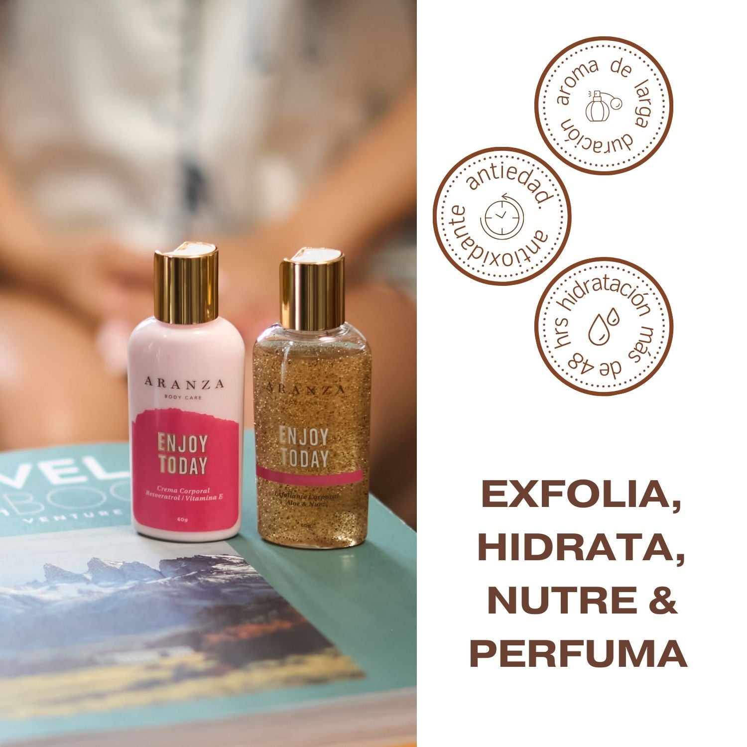 Box exfoliante corporal + crema hidratante 60 ml. travel size