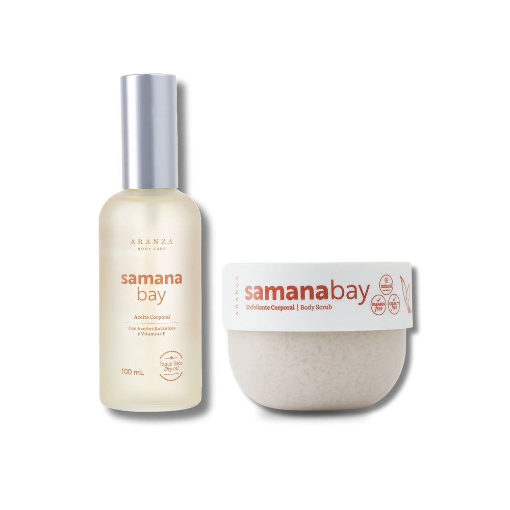 Box Exfoliante corporal 200 gr + Óleo corporal toque seco 100 ml aroma almendras