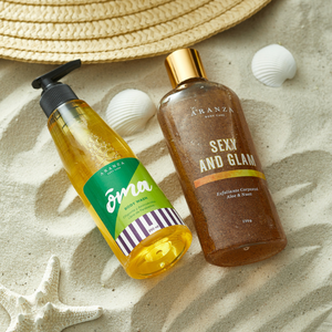 Exfoliante corporal  aroma frutal cítrico 230 ml + jabón líquido hidratante 230 ml