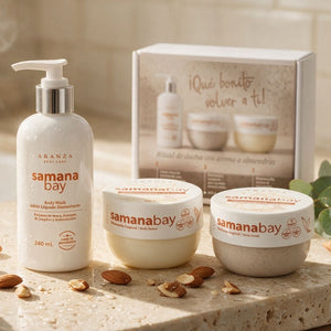 Ritual jabón humectante 240 ml + exfoliante 200 gr + mantequilla 200 gr aroma almendras + luffa de obsequio