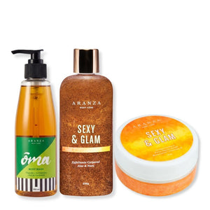 Mantequilla corporal 160 gr + exfoliante 230 ml + gel de baño  230 ml tropical cítrico + neceser gratis