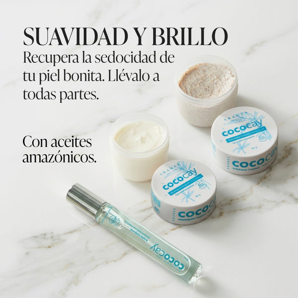 Ritual óleo travel size + mantequilla corporal 50 gr + exfoliante 50 gr aroma coco vainilla + neceser de obsequio