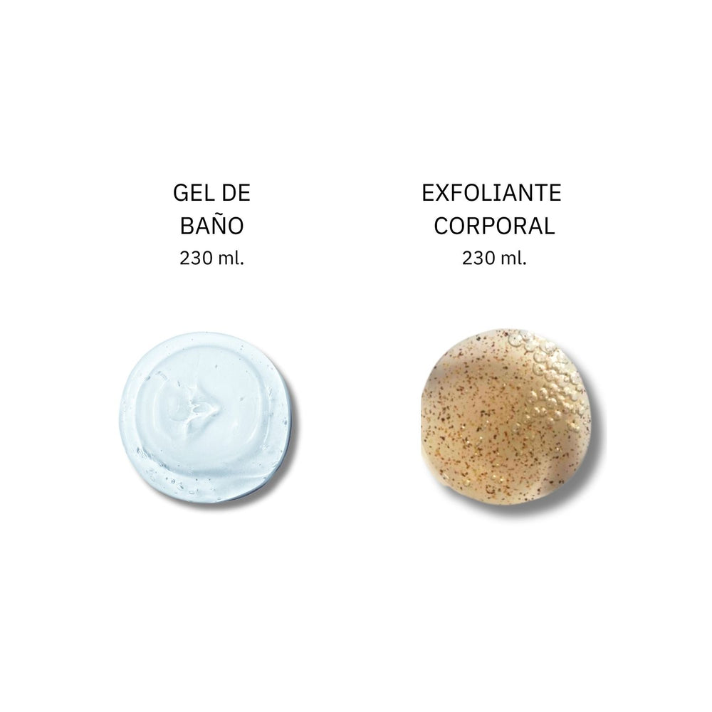 Exfoliante corporal  aroma frutal cítrico 230 ml + jabón líquido hidratante 230 ml