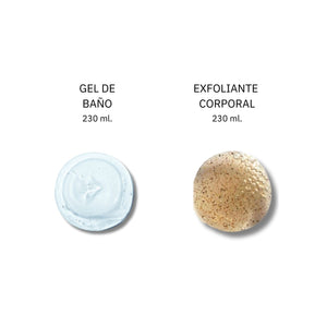 Exfoliante corporal  aroma frutal cítrico 230 ml + jabón líquido hidratante 230 ml