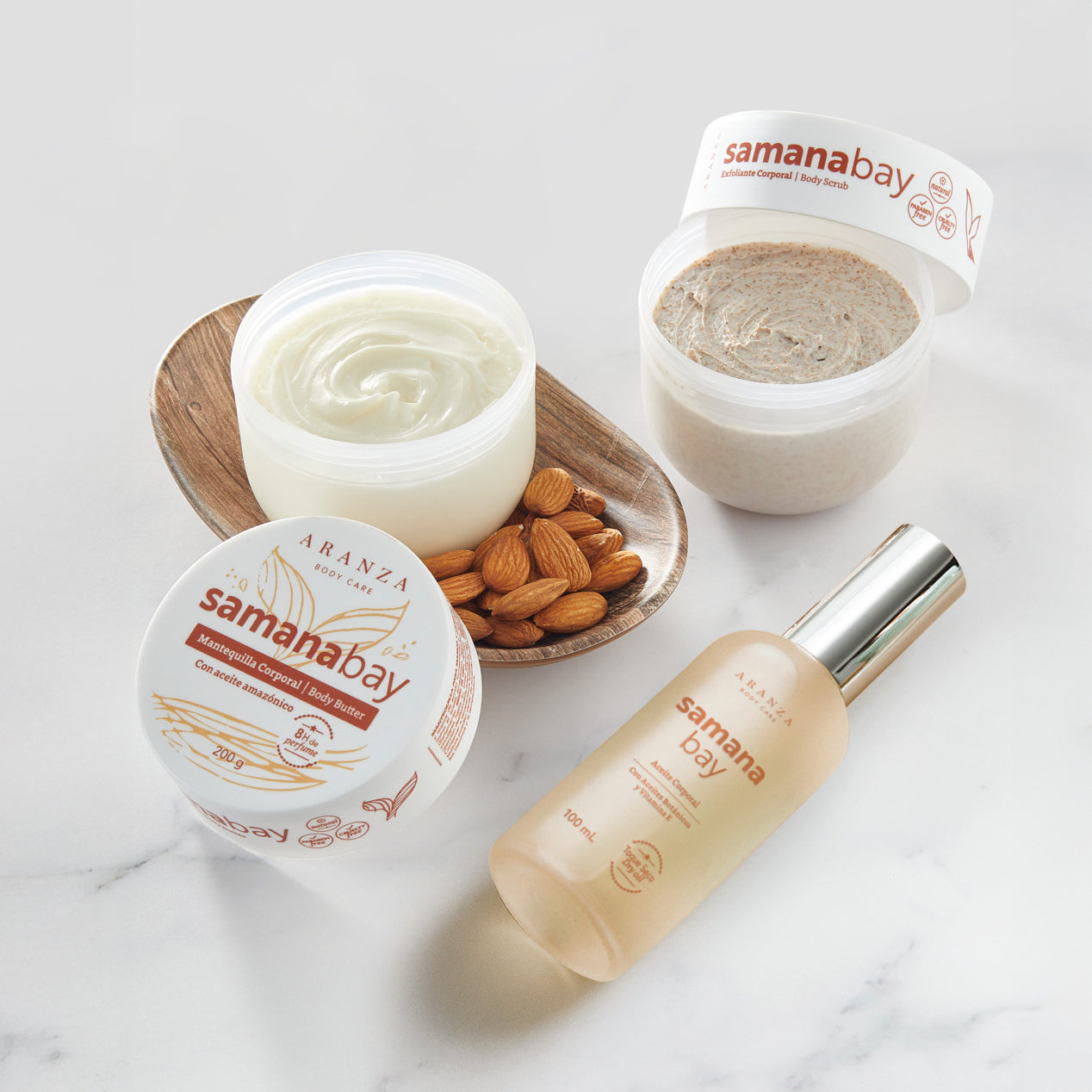 ¡PRE VENTA! Tripack body butter + exfoliante + óleo corporal 100 ml de almendras