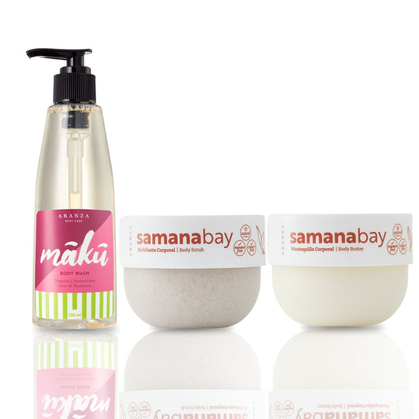 Tripack body butter + exfoliante + gel de baño aroma almendras