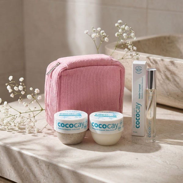 Ritual óleo travel size + mantequilla corporal 50 gr + exfoliante 50 gr aroma coco vainilla + neceser de obsequio