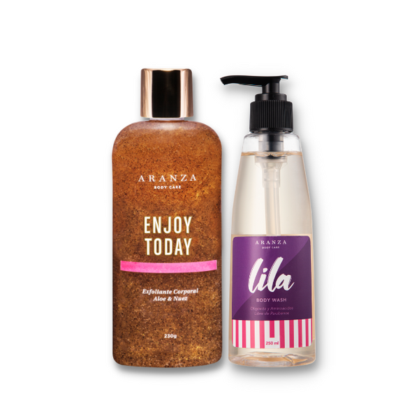 Box exfoliante corporal + gel de baño 230 ml aroma frutos rojos