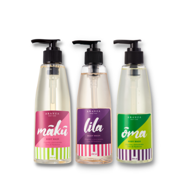 Tripack jabones líquidos hidratantes 230 ml. + luffa de obsequio